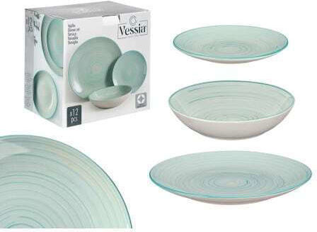 Vessia Blue Ceramic Dinnerware Set 12pcs