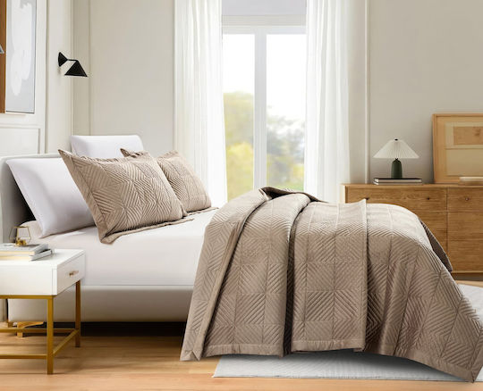 Liolios Home Подредба Покривало Кингсайз Taupe 220x240см 3бр