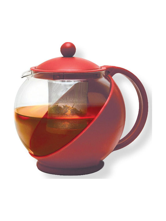 Newest Ceainic cu Filtru Sticlă Roșu 750ml