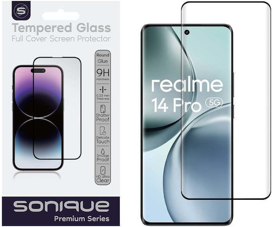 Curvy Glass Sonique Premium Series HD Full Cover 9H Compatibility with Realme Realme 14 Pro 5G Black