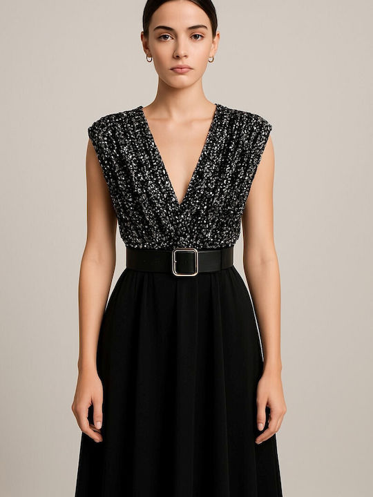 Maxi Abendkleid Satin Silber