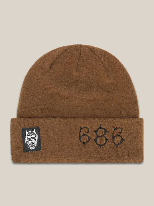 Beanie Unisex Σκούφος Πλεκτός σε Καφέ χρώμα