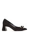 Leder Pumps mit mittelhohem Absatz Schwarz