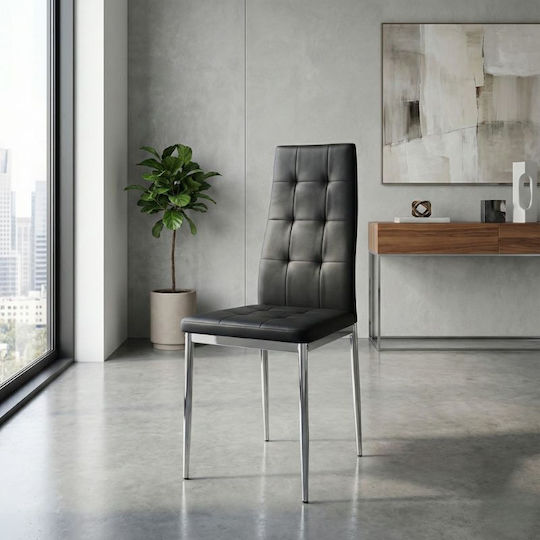 Rosa Dining Room Artificial Leather Chair Black Velvet-Black Metal 41x48x98cm Rosa Dining Room Artificial Leather Chair Black Velvet-Black Metal 41x48x98cm
