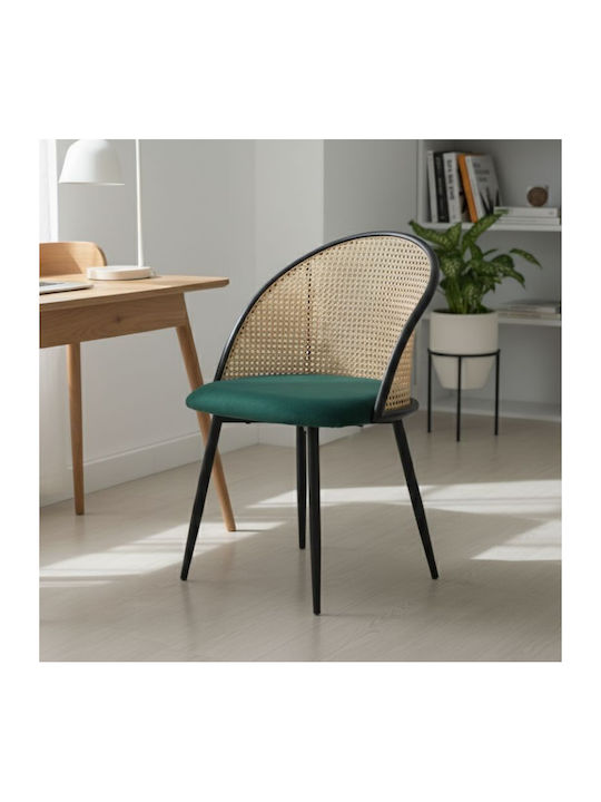 Jacob Dining Room Velvet Chair Cypress Green - Black 52x50x77cm