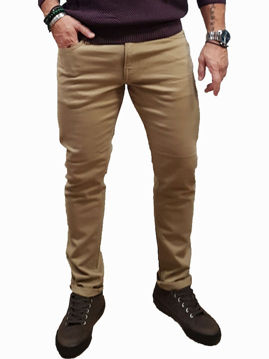 Glenn Original Glenn Original Ανδρικό Παντελόνι Τζιν με Slim Εφαρμογή Beige