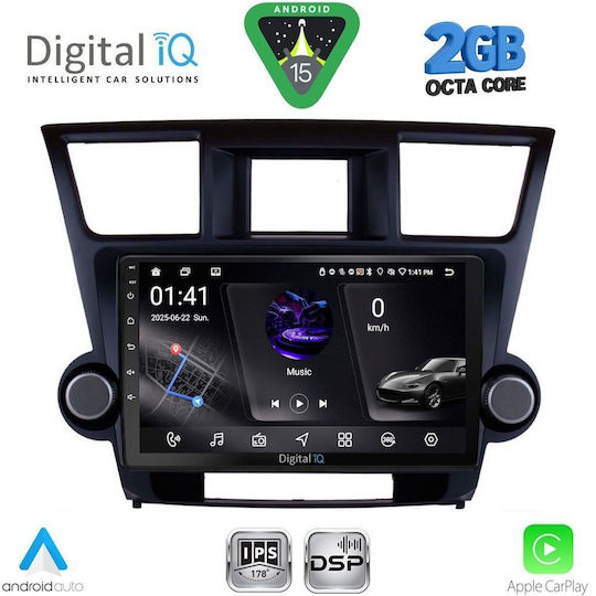 Digital IQ Car Audio System for Toyota Highlander 2008-2015 (Bluetooth/USB/WiFi/GPS/Apple-Carplay/Android-Auto) with Touch Screen 10"