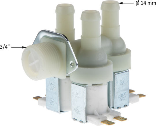 Βαλβίδα Νερού Πλυντηρίου Ρούχων Siemens Iii 90° 14mm 230v