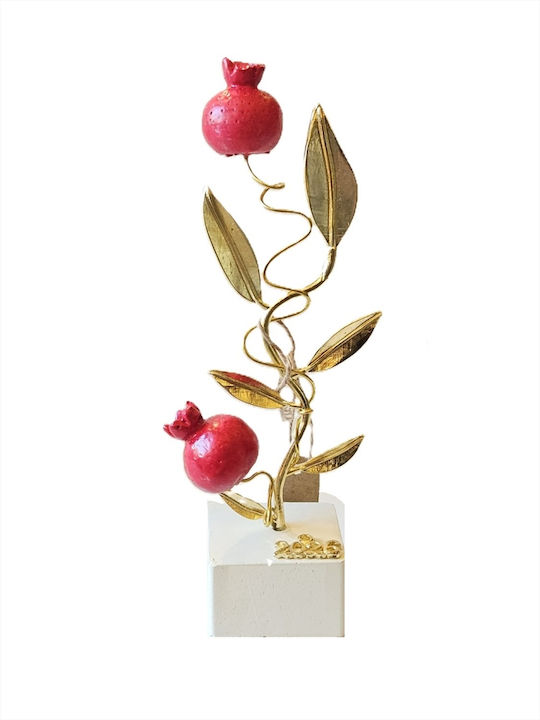 La Belle Maison Handgefertigter Tischplatten Glücksbringer Granatapfel Rot aus Metall 2026 3,5x14cm D1927-2