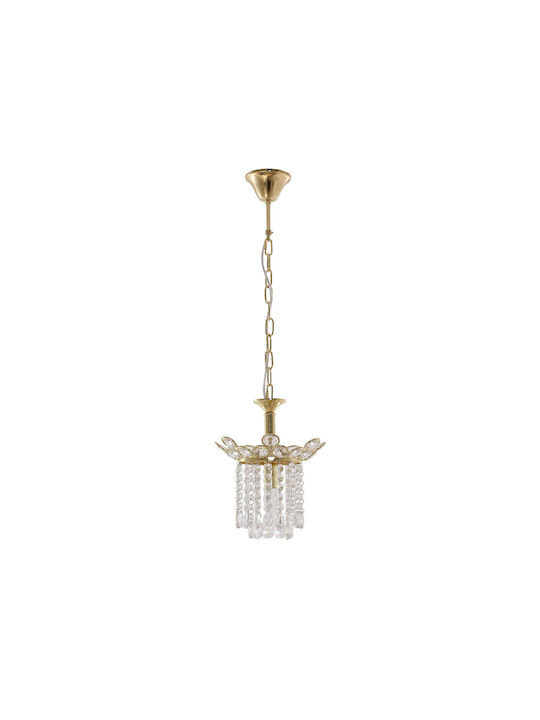 Agora Lighting Ρυθμιζόμενο Κρεμαστό Φωτιστικό Χρυσό με Κρύσταλλα για Ντουί E14 25εκ.