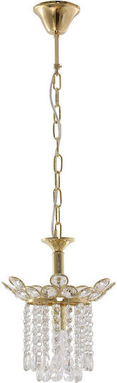 Agora Lighting Verstellbar Hängelampe Gold mit Kristallen für Fassung E14, E.14 25cm.