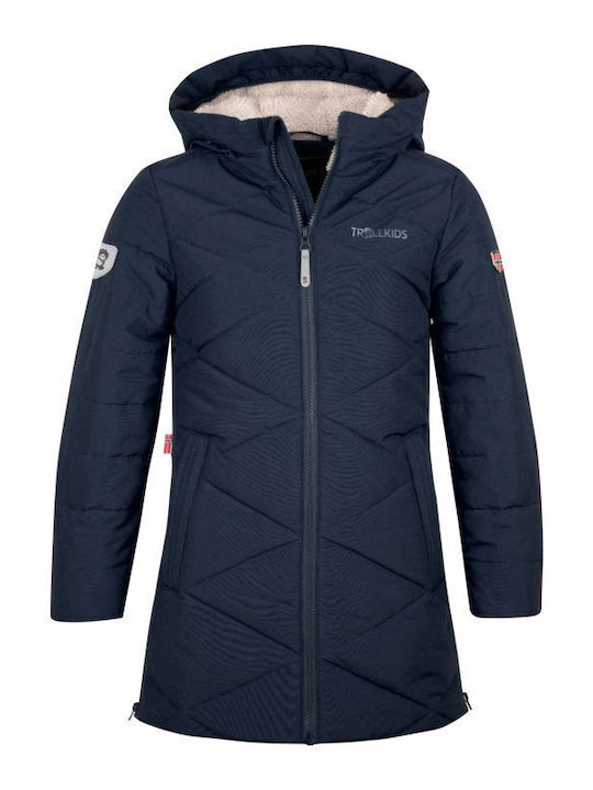 Wasserdichtes Kinderjacke Gesteppt mit Futter & Kapuze Marineblau