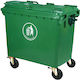 Plastic Wheeled Waste Bin 660lt with Pedal Green