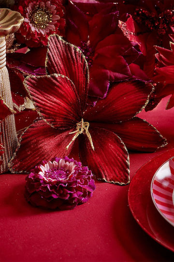 Kaemingk Weihnachtsdekoration Stoff Blume Länge 60cm.