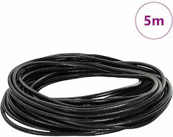Vidaxl Кожен Шнур Черен Ø3 Мм X 5 М Кожа