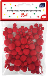 Interdruk Pompoms Κόκκινα 80 Τεμ P2504b