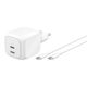Belkin Charger GaN with 2 USB-C Ports and Cable USB-C 50W Power Delivery Whites (BoostCharge Pro)
