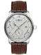 Zeppelin Mens Ανδρικό Ρολόι 43mm Μπαταρίας με Καφέ Δερμάτινο Λουράκι