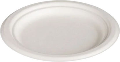 Plates 26cm Round Fiber Sugarcane White Reinforced Unprinted 44440 50 Pieces