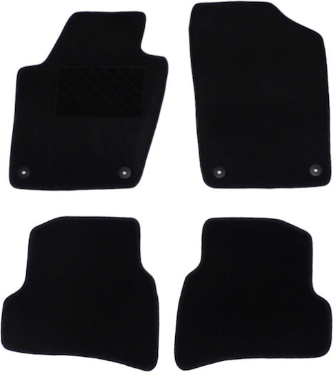 Car Carpet Mats Economical Quality Black VW Polo 5th Generation Model 2009-2017 Round Fasteners 4 Pieces