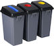 Triple Set of Recycling Waste Bins 3x60 Liters Gray Black Lid 98913 3 Pieces