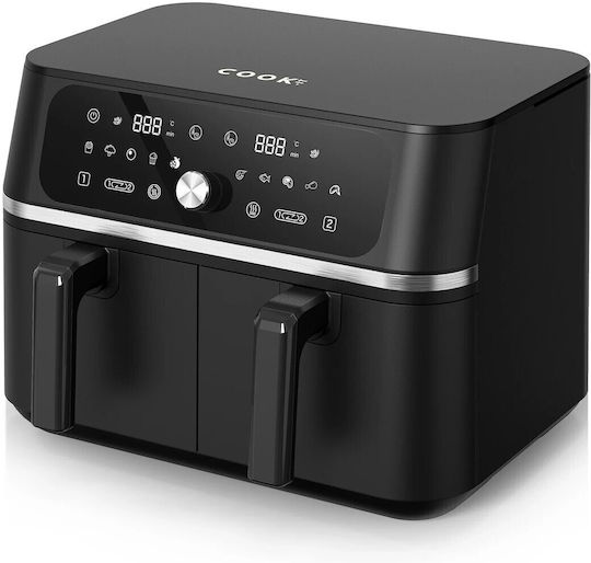 COOK-IT Heißluftfritteuse mit Wi-Fi & Doppel-Abnehmbarer Korb 9Es Schwarz