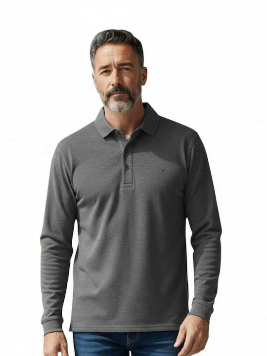 Frank Tailor Polo Μπλούζα Μακρυμάνικη Γκρι