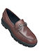 Leather Women's Loafers in Brown Color