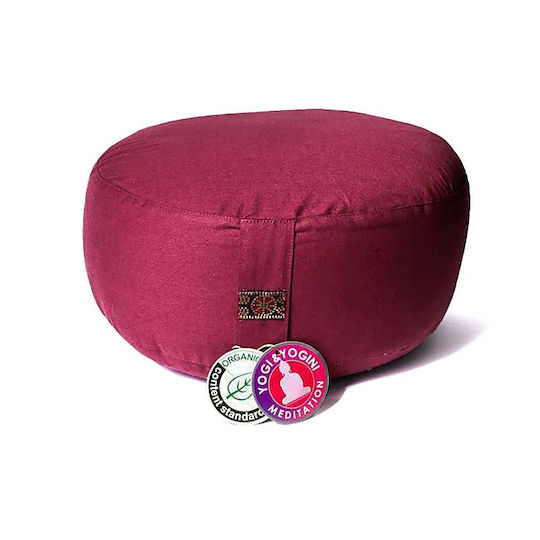 Meditation Cushion Burgundy Organic Cotton 33x17cm