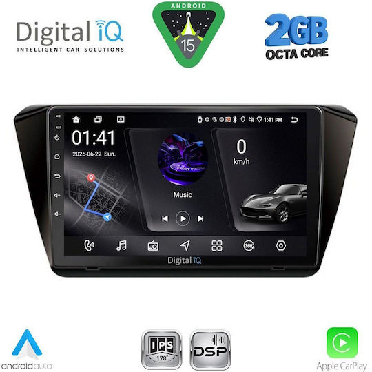 Digital IQ Car Audio System for Skoda Superb 2015-2023 (Bluetooth/USB/WiFi/GPS/Apple-Carplay/Android-Auto) with Touch Screen 10"