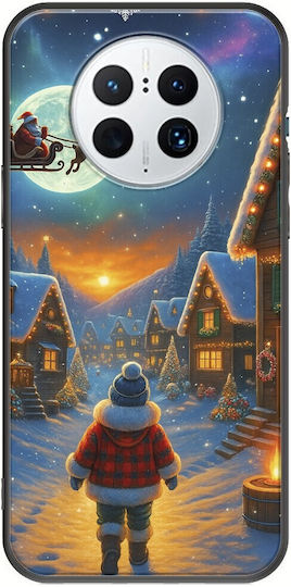 Santa Über Dorf Huawei Mate 50 Pro Schwarze Silikon Handyhülle