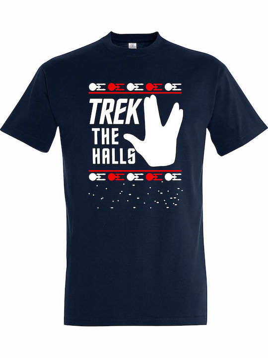 T-shirt Unisex " Star Trek Christmas Trek Halls " French Navy