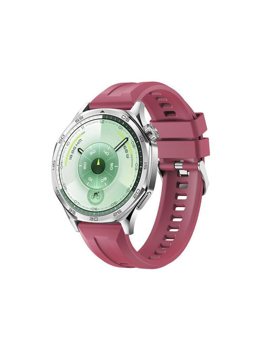 Silikonarmband Groove Muster Silber Schnalle Realme Watch S Weinrot