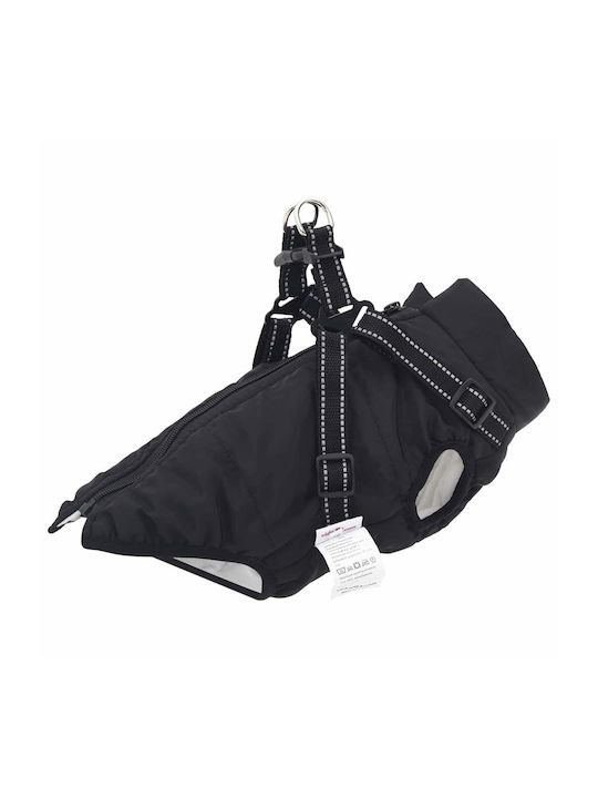 vidaXL Μπουφάν Σκύλου Fleece / Αδιάβροχο Μαύρο Small