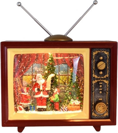 Christmas Figure Santa's Vintage TV 19*8.5*24cm Light Music USB
