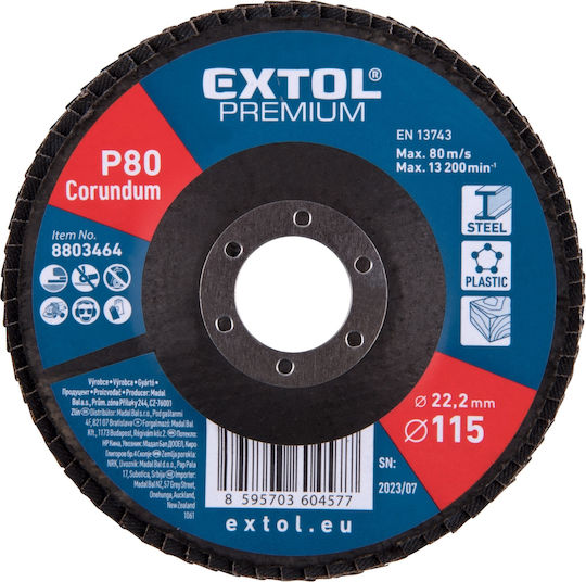 Disc De Șlefuire Corindon Extol Premium 8803464 Ø115mm P80