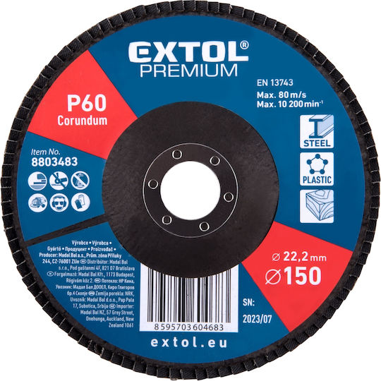 Disc De Șlefuire Corindon 150mm Extol Premium 8803483 P60 Max 10 200/min