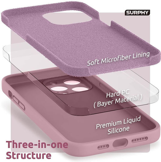 Umschlag Rückseite Silikon / Gehärtetes Glas 1mm Lila (iPhone 13 Pro Max)