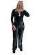 Women's Fabric Trousers with Elastic Black