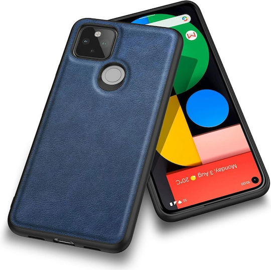 Umschlag Rückseite Leder / Silikon / Kunststoff 1mm Blau (Google Pixel 5A, JUP)