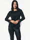 Damen Bluse mit Spitze & Transparenz Black