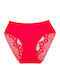 Cotton Women's Briefs with Lace Red