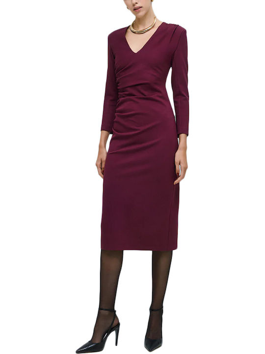 Access Dress Business Burgundy