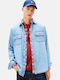 Long-sleeved Denim Shirt in Wide Line Denim