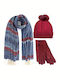 Set with Beanie Knitted in Blue color