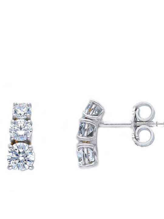 Mentzos Earrings made of White Gold with Stones