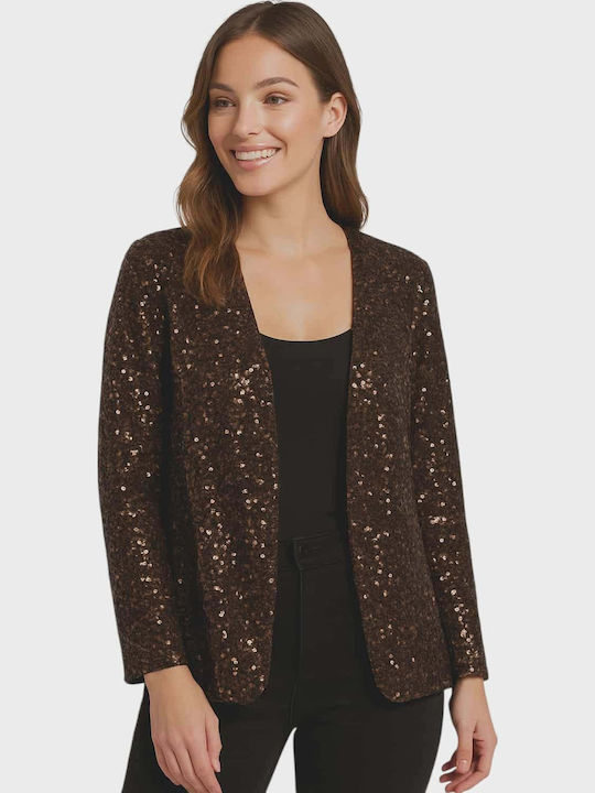 Floria Women's Blazer Brown with Sequins
