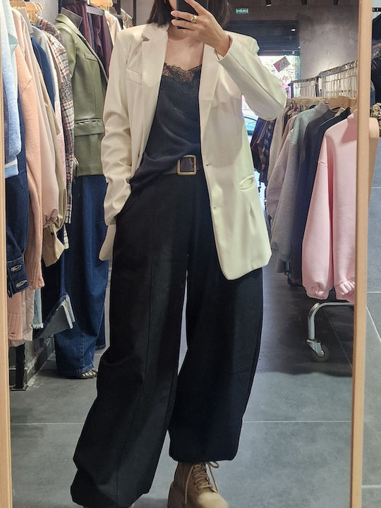 SweetFashion Женски Кожа Сако Beige