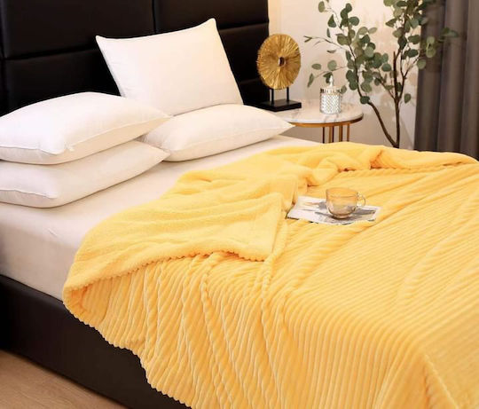 Kraft World Sherpa Blanket Super Double 220x240cm Yellow LOUTRINI-Yellow