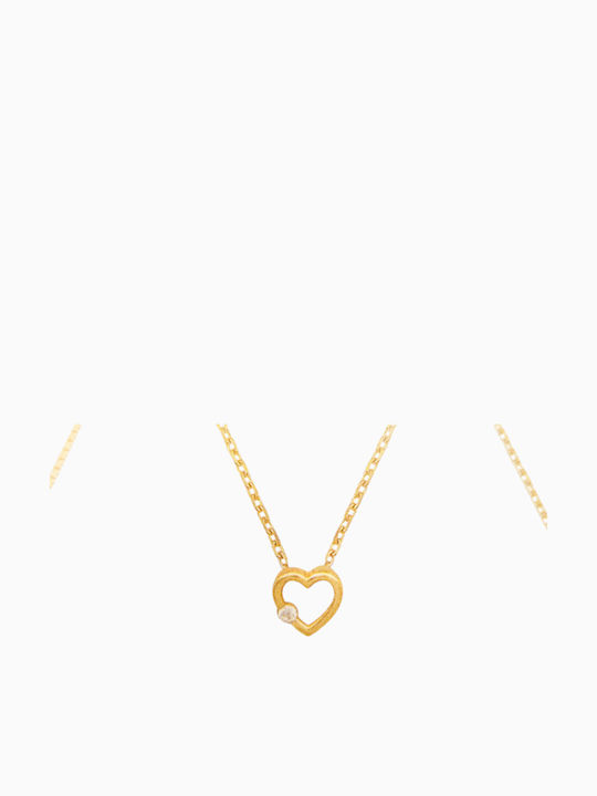 Women's 14K Gold Necklace Weight 0.80gr Heart Shape Zircon
